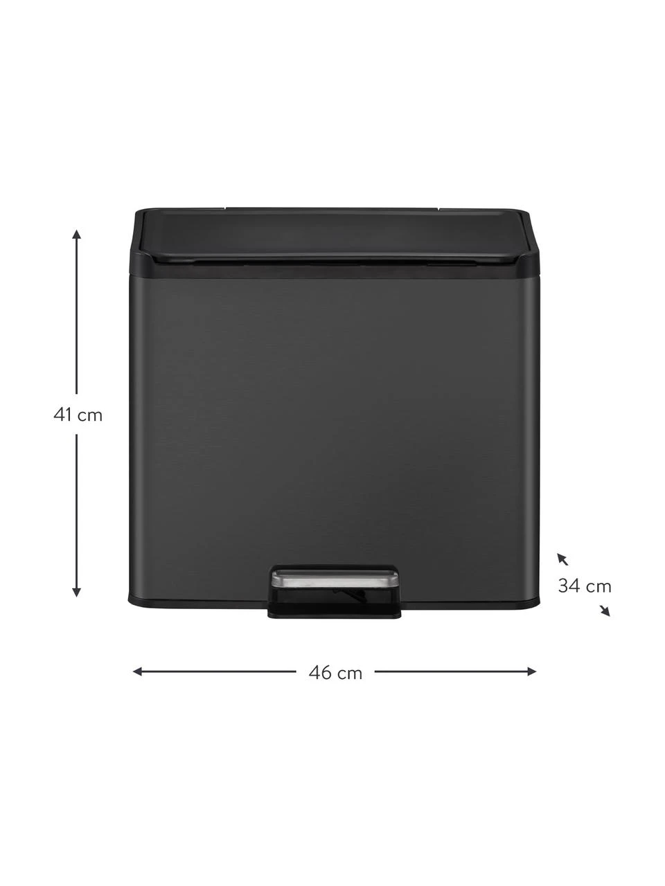 Abfalleimer Essential mit Pedal-Funktion in Schwarz, 20 L + 9 L, Behälter: Edelstahl, beschichtet, Deckel: Kunststoff, Schwarz, B 46 x H 41 cm, 20 L + 9 L Abfalleimer Essential mit Pedal-Funktion in Schwarz, 20 L + 9 L, B 46 x H 41 cm, 20 L + 9 L -Küche Geschäft Abfalleimer Essential mit Pedal Funktion in Schwarz 20 L 9 L 2