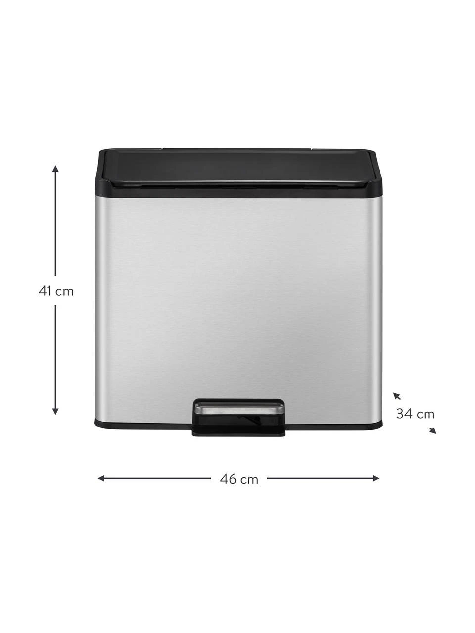 Abfalleimer Essential mit Pedal-Funktion in Silberfarben, 20 L + 9 L, B 46 x H 41 cm, 20 L + 9 L 3 Abfalleimer Essential mit Pedal-Funktion in Silberfarben, 20 L + 9 L, B 46 x H 41 cm, 20 L + 9 L – Bild 3