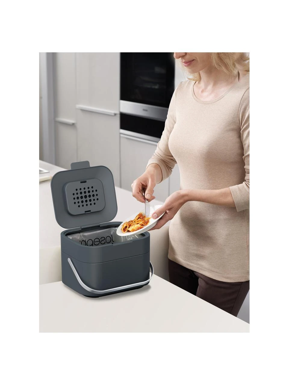 Joseph Joseph Abfalleimer Intelligent Waste für Biomüll in Grau, B 24 x H 17 cm 3 Joseph Joseph Abfalleimer Intelligent Waste für Biomüll in Grau, B 24 x H 17 cm – Bild 3