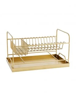 Madam Stoltz Abtropfgestell Tramy in Messingfarben und Antik-Finish, B 39 x H 23 cm