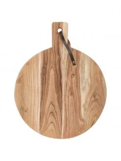 Bahne Akazienholz-Schneidebrett Acacia mit Lederband, verschiedene Größen, Ø 33 cm