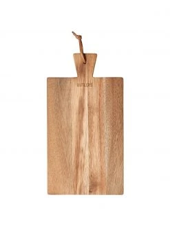 BUTLERS Akazienholz-Schneidebrett Cutting Crew mit Lederschlaufe, verschiedene Größen, L 32 x B 17 cm