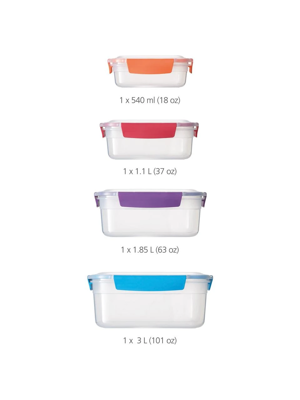 Aufbewahrungsdosen-Set Nest™, 4er-Set, Polypropylen, Transparent, Mehrfarbig, Set mit verschiedenen Größen Joseph Joseph Aufbewahrungsdosen-Set Nest™, 4er-Set, Set mit verschiedenen Größen -Küche Geschäft Aufbewahrungsdosen Set Nesttm 4er Set 5