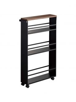 Yamazaki Aufbewahrungswagen Tower mit Griff in Schwarz, B 48 x H 81 cm