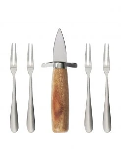 Andrea House Austernbesteck-Set Osteri aus Edelstahl, 5-tlg., Set mit verschiedenen Größen
