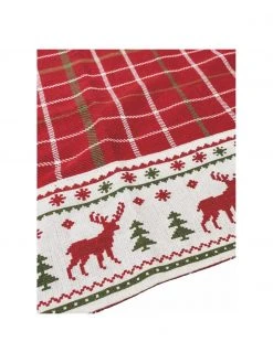Villa D'Este Home Tivoli Baumwoll-Geschirrtuch Tartan Reindeer mit Weihnachtsmuster, B 50 x L 70 cm -Küche Geschäft Baumwoll Geschirrtuch Tartan Reindeer mit Weihnachtsmuster 2