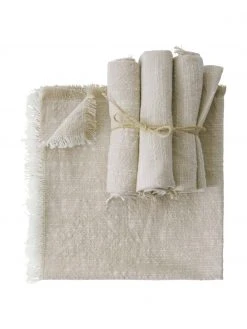 Baumwoll-Servietten Ivory in Beige, 4 Stück, B 40 x L 40 cm