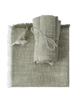 Baumwoll-Servietten Ivory in Grün, 4 Stück, B 40 x L 40 cm