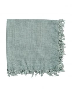 Cote Table Baumwoll-Servietten Nalia in Salbeigrün mit Fransen, 2 Stück, B 35 x L 35 cm