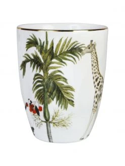 &k amsterdam Becher Animaux mit Goldrand und tropischen Motiven, 4er-Set, Ø 8 x H 10 cm -Küche Geschäft Becher Animaux mit Goldrand und tropischen Motiven 4er Set 4