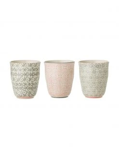 Bloomingville Becher Cécile mit kleinem Muster, 3er-Set, Ø 9 x H 10 cm, 250 ml