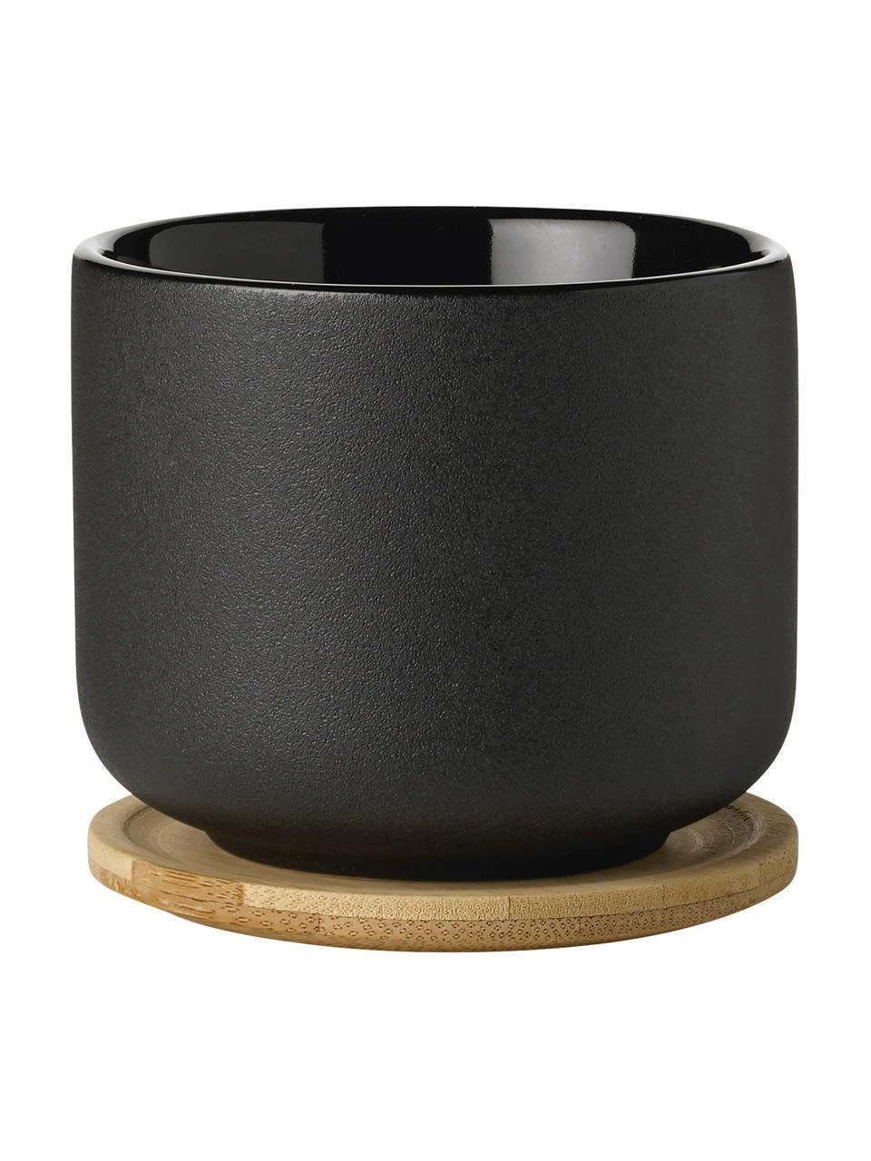 Stelton Becher Theo in Schwarz mit Deckel/Untersetzer, Ø 9 x H 9 cm, 200 ml 1 Stelton Becher Theo in Schwarz mit Deckel/Untersetzer, Ø 9 x H 9 cm, 200 ml