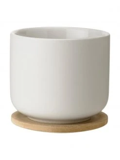 Stelton Becher Theo in Weiß mit Deckel/Untersetzer, Ø 8 x H 8 cm, 200 ml