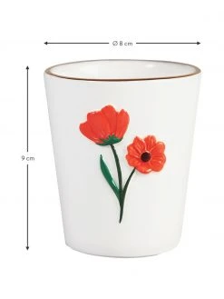 &k amsterdam Becher Wildflower mit Blumen-Dekor und Goldrand, 4er-Set, Ø 8 x H 9 cm, 225 ml -Küche Geschäft Becher Wildflower mit Blumen Dekor und Goldrand 4er Set 2