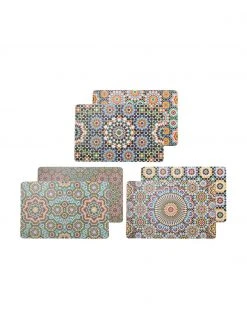 Villa D'Este Home Tivoli Beidseitig bedruckte Kunststoff Tischsets Marrakesch Doubleface, 6er Set, B 30 x L 45 cm