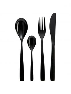 Besteck-Set Shinko in Schwarz glänzend, 6 Personen (24-tlg.), Set mit verschiedenen Größen