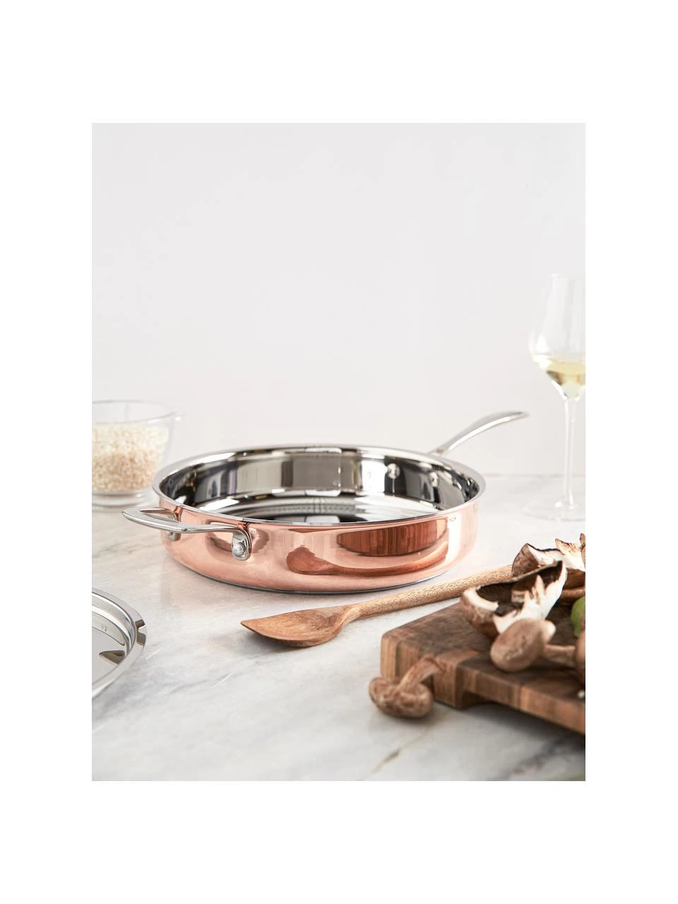 Bratpfanne Baron aus Kupfer, Dreifache Beschichtung aus Kupfer, Aluminium und Edelstahl, Kupferfarben, Ø 28 x H 6 cm Bratpfanne Baron aus Kupfer, Ø 28 x H 6 cm -Küche Geschäft Bratpfanne Baron aus Kupfer 1