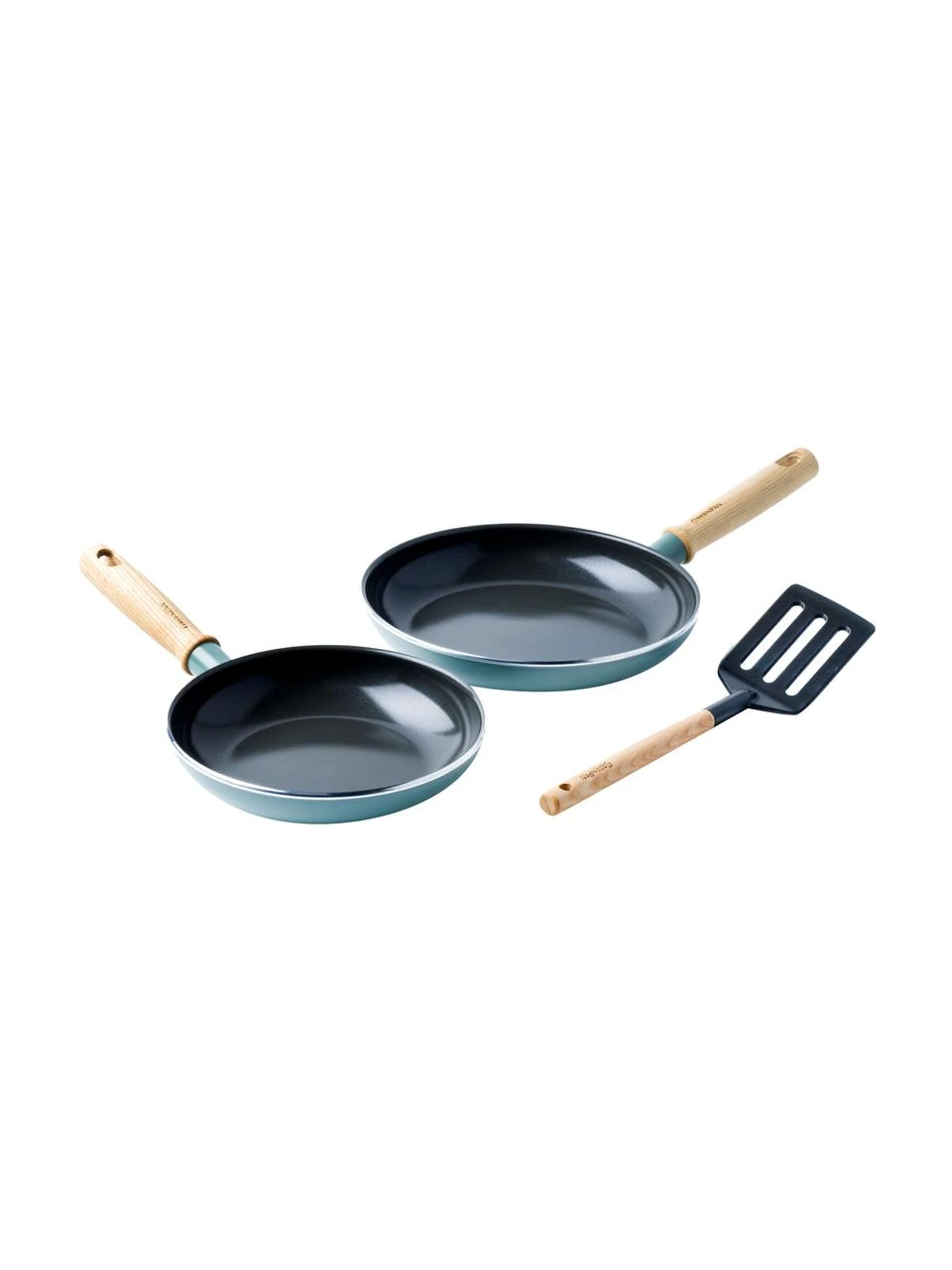 Bratpfannen Mayflower in Blau mit Pfannenschaufel, 3er-Set, Set mit verschiedenen Größen 1 Bratpfannen Mayflower in Blau mit Pfannenschaufel, 3er-Set, Set mit verschiedenen Größen