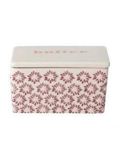 Bloomingville Butterdose Maya mit Blumenprägung, B 13 x H 7 x T 9 cm
