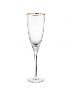 BUTLERS Champagnergläser Golden Twenties mit Goldrand, 4 Stück, Ø 7 x H 26 cm, 250 ml