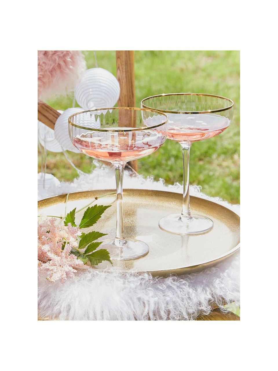 Champagnerschalen Golden Twenties mit Goldrand, extra groß, 400 ml , 2 Stück, Glas, Transparent, Goldfarben, Ø 13 x H 19 cm, 400 ml BUTLERS Champagnerschalen Golden Twenties mit Goldrand, extra groß, 400 ml , 2 Stück, Ø 13 x H 19 cm, 400 ml -Küche Geschäft Champagnerschalen Golden Twenties mit Goldrand extra gross 400 ml 2 Stuck 3