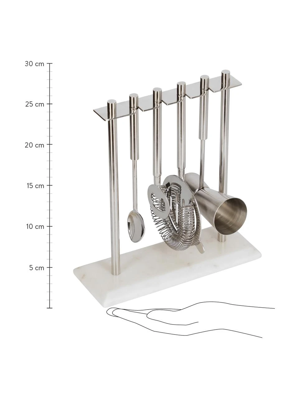 Cocktail-Set Aniceli, 5-tlg., Sockel: Marmor, Weiß marmoriert, Stahl, Set mit verschiedenen Größen Cocktail-Set Aniceli, 5-tlg., Set mit verschiedenen Größen -Küche Geschäft Cocktail Set Aniceli 5 tlg 2