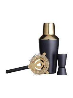 Cocktail-Set Menirau in Schwarz/Gold, 3-tlg., Set mit verschiedenen Größen