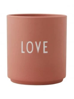 Design Letters Design Becher Favourite LOVE in Terrakotta mit Schriftzug, Ø 8 x H 9 cm, 250 ml