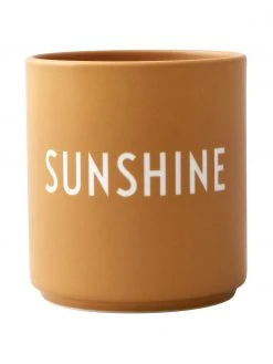 Design Letters Design Becher Favourite SUNSHINE in Gelb mit Schriftzug, Ø 8 x H 9 cm, 250 ml