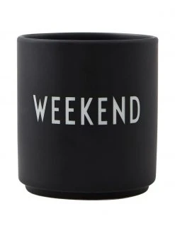 Design Letters Design Becher Favourite WEEKEND in Schwarz mit Schriftzug, Ø 8 x H 9 cm, 250 ml