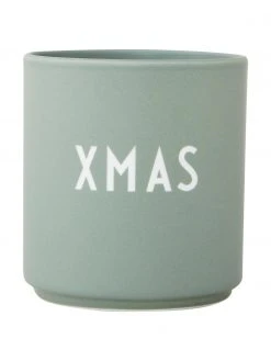 Design Letters Design Becher Favourite XMAS in Graugrün mit Schriftzug, Ø 8 x H 9 cm, 250 ml