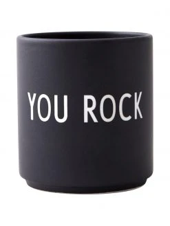 Design Letters Design Becher Favourite YOU ROCK in Schwarz mit Schriftzug, Ø 8 x H 9 cm, 250 ml