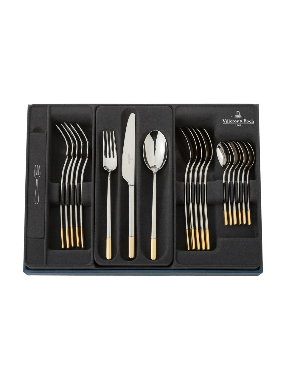 Villeroy & Boch Design-Besteck-Set Ella in Silber mit goldenen Details, 6 Personen (30-tlg.), Set mit verschiedenen GrößenNur noch wenige verfügbar 4 Villeroy & Boch Design-Besteck-Set Ella in Silber mit goldenen Details, 6 Personen (30-tlg.), Set mit verschiedenen GrößenNur noch wenige verfügbar – Bild 4