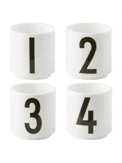 Design Letters Design Espressobecher 1234 mit Zahlen, 4er-Set, Ø 5 x H 6 cm, 80 ml