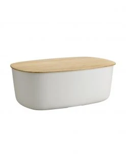 Stelton Designer Brotkasten Box-It in Hellgrau mit Schneidebrett als Deckel, B 35 x H 13 cm