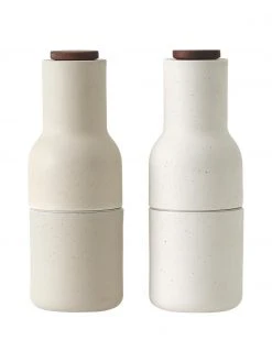 Menu Designer Keramik-Salz- & Pfeffermühle Bottle Grinder mit Walnussholzdeckel, Ø 8 x H 21 cm