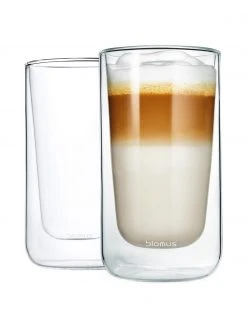 Blomus Doppelwandige Glas-Kaffeebecher Nero, 2 Stück, Ø 8 x H 14 cm, 320 ml
