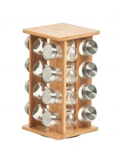 Drehbares Bambus-Gewürzregal Dahle mit Aufbewahrungsdosen B 18 x H 30 cm, 17-tlg., B 18 x H 30 cm, je 75 ml