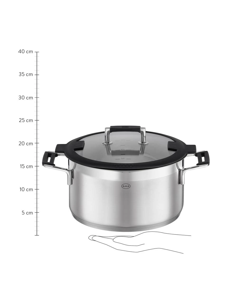 Edelstahl-Kochtöpfe Silence Pro, 4er-Set, Griffe: Edelstahl 18/10, Silikon, Deckel: Glas, Silikon, Silberfarben, Schwarz, Set in verschiedenen Größen Rösle Edelstahl-Kochtöpfe Silence Pro, 4er-Set, Set in verschiedenen Größen -Küche Geschäft Edelstahl Kochtopfe Silence Pro 4er Set 3
