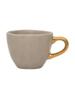 Urban Nature Culture Espressotassen Good Morning in Beige mit goldfarbenem Griff, 2 Stück, Ø 6 x H 5 cm, 95 ml