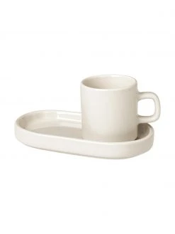 Blomus Espressotassen Pilar mit Untertassen in Beige matt/glänzend, 2 Stück, Ø 5 x H 6 cm, 50 ml -Küche Geschäft Espressotassen Pilar mit Untertassen in Beige mattglanzend 2 Stuck 2