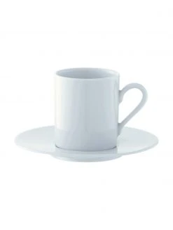 Lsa International Espressotassen mit Untertassen Bianco aus Porzellan, 4 Stück, Ø 12 x H 7 cm, 90 ml