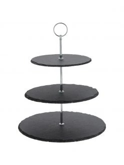 Etagere Cooper mit Schiefernplatten, Ø 30 cm, Ø 30 x H 31 cm