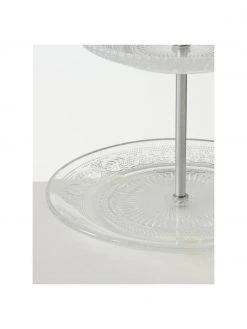 Etagere Relief aus Glas mit silbernem Gestell, Ø 20 cm, Ø 20 x H 28 cm -Küche Geschäft Etagere Relief aus Glas mit silbernem Gestell O 20 cm 3