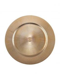 Filigrane Kunststoff-Platzteller Elegance in Gold mit Rillen, Ø 31 cm