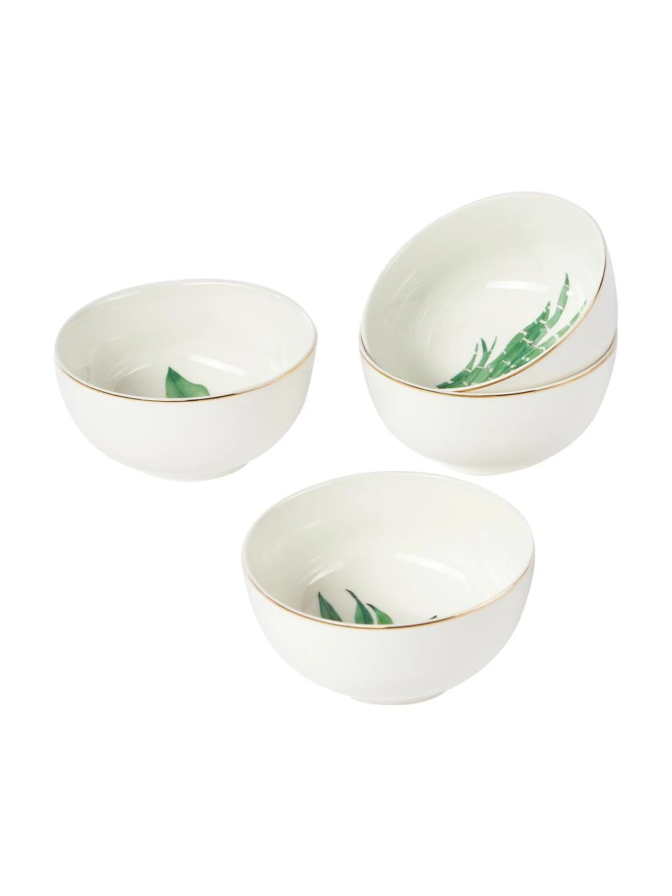 Westwing Collection Fine Bone China Schälchen Timba mit tropischem Design, 4er-Set, Ø 14 x H 7 cm 1 Westwing Collection Fine Bone China Schälchen Timba mit tropischem Design, 4er-Set, Ø 14 x H 7 cm