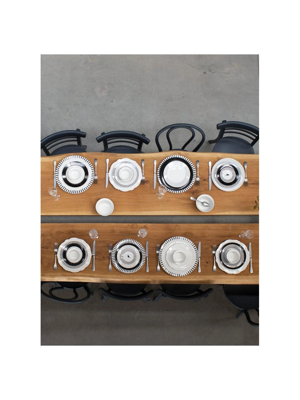 Dutch Rose Frühstücksteller Ceres Loft mit Streifendekor in Schwarz/Weiß, 4 Stück, Ø 21 x H 2 cm 2 Dutch Rose Frühstücksteller Ceres Loft mit Streifendekor in Schwarz/Weiß, 4 Stück, Ø 21 x H 2 cm – Bild 2