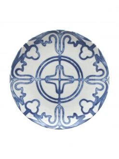 Frühstücksteller Maiolica aus Porzellan in Weiß/Blau, 2 Stück, Ø 20 cm