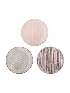 Bloomingville Frühstücksteller Maya mit kleinem Muster, 3er-Set, Ø 22 cm
