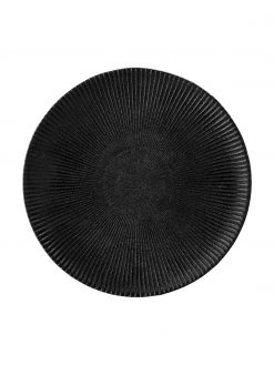 Bloomingville Frühstücksteller Neri mit Rillenstruktur in Schwarz matt, 2 Stück, Ø 23 cm
